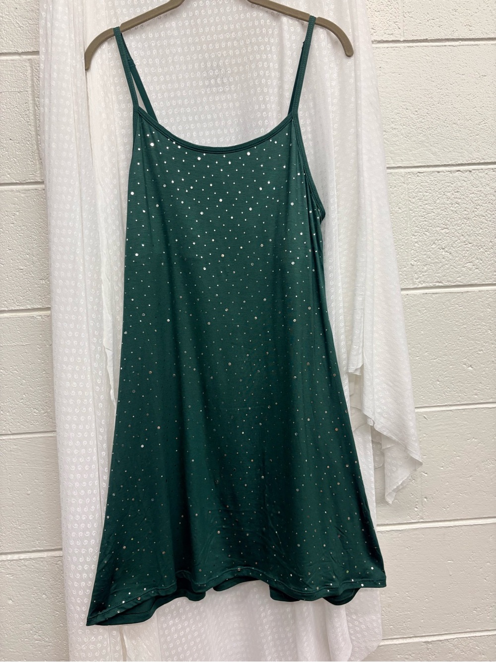 Green Spaghetti Strap Sleep Dress with Sparkle
